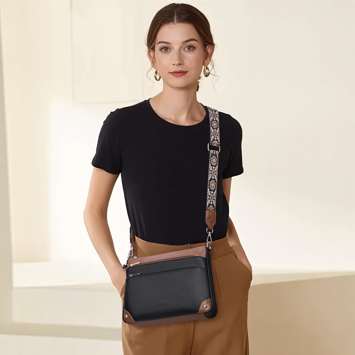 RFID Leather Travel Crossbody Bag