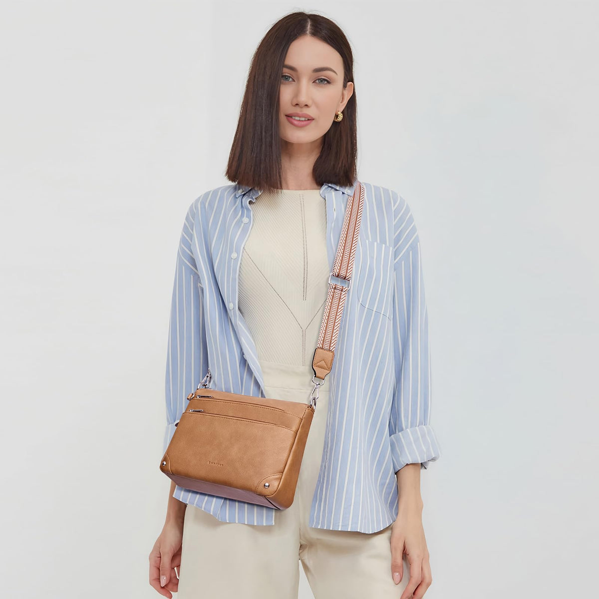 RFID Leather Travel Crossbody Bag