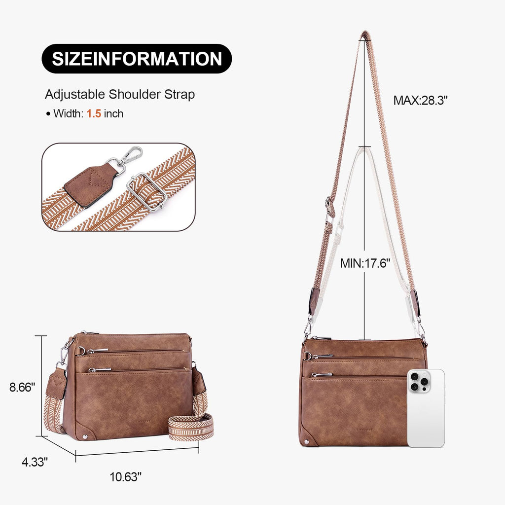 RFID Leather Travel Crossbody Bag