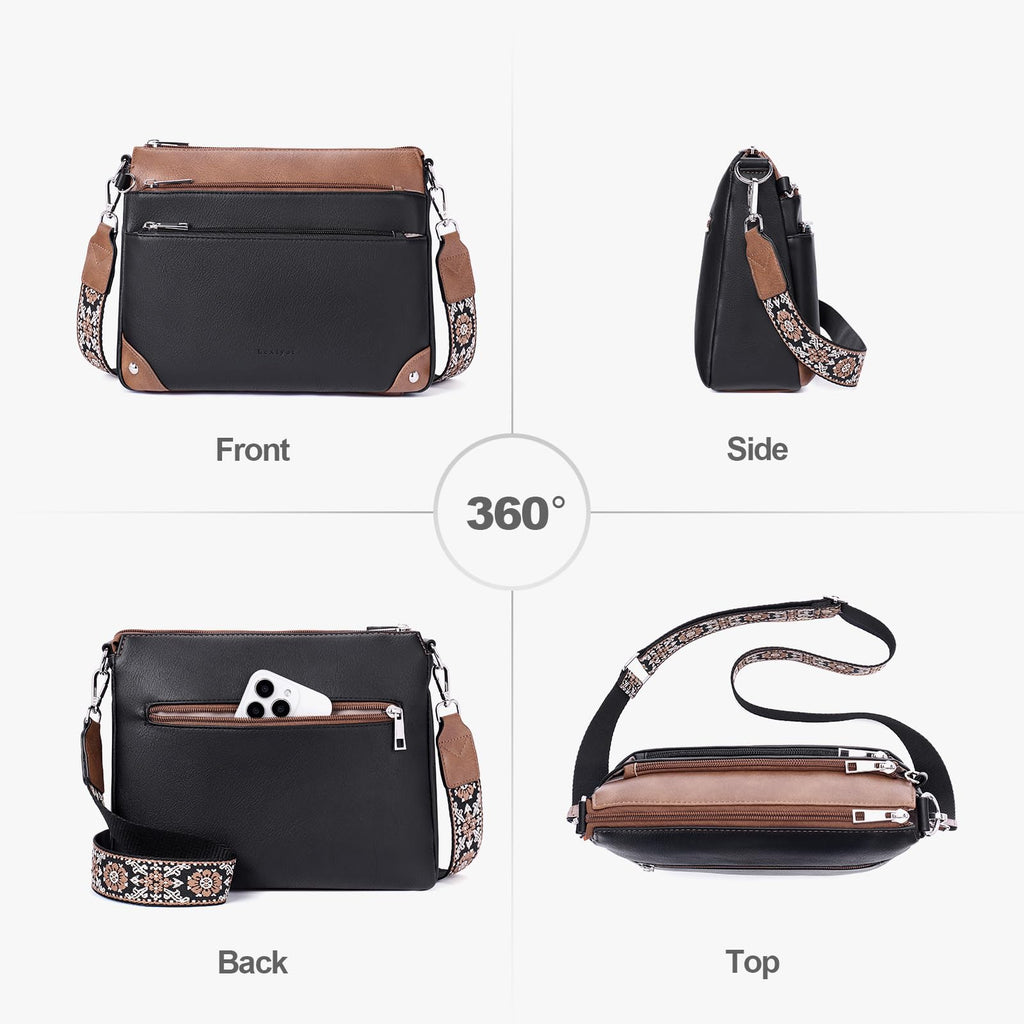 RFID Leather Travel Crossbody Bag