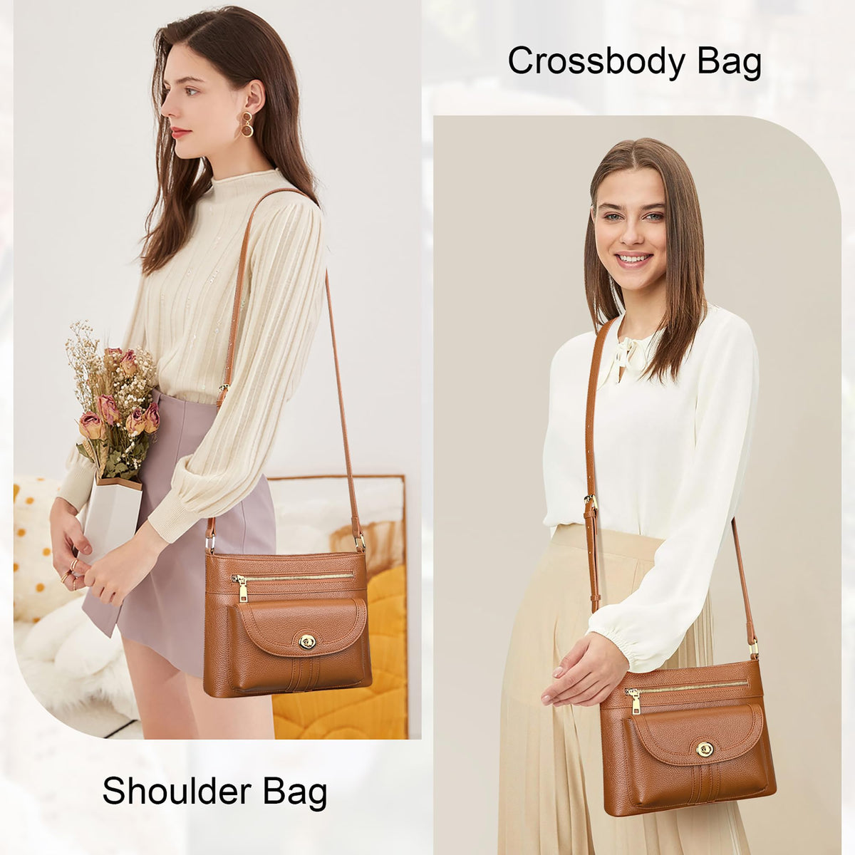 Over Earth Genuine Leather Crossbody Bag