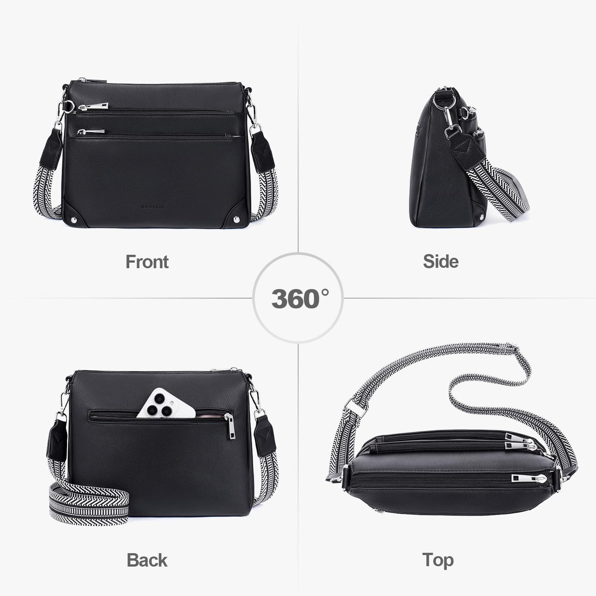 RFID Leather Travel Crossbody Bag