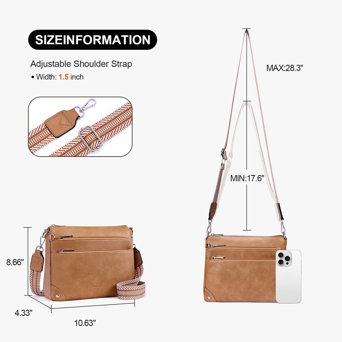 RFID Leather Travel Crossbody Bag