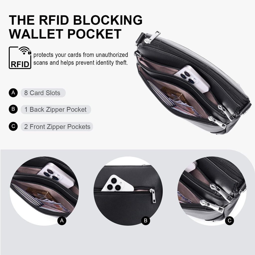 RFID Leather Travel Crossbody Bag