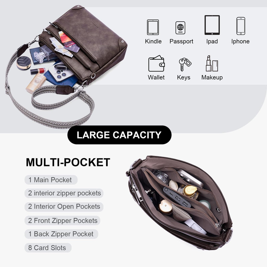RFID Leather Travel Crossbody Bag