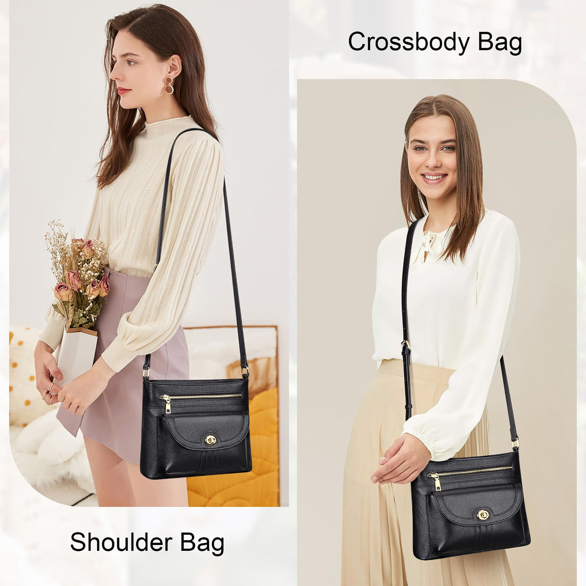 Over Earth Genuine Leather Crossbody Bag