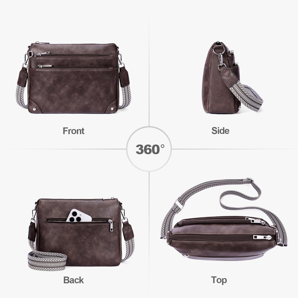 RFID Leather Travel Crossbody Bag