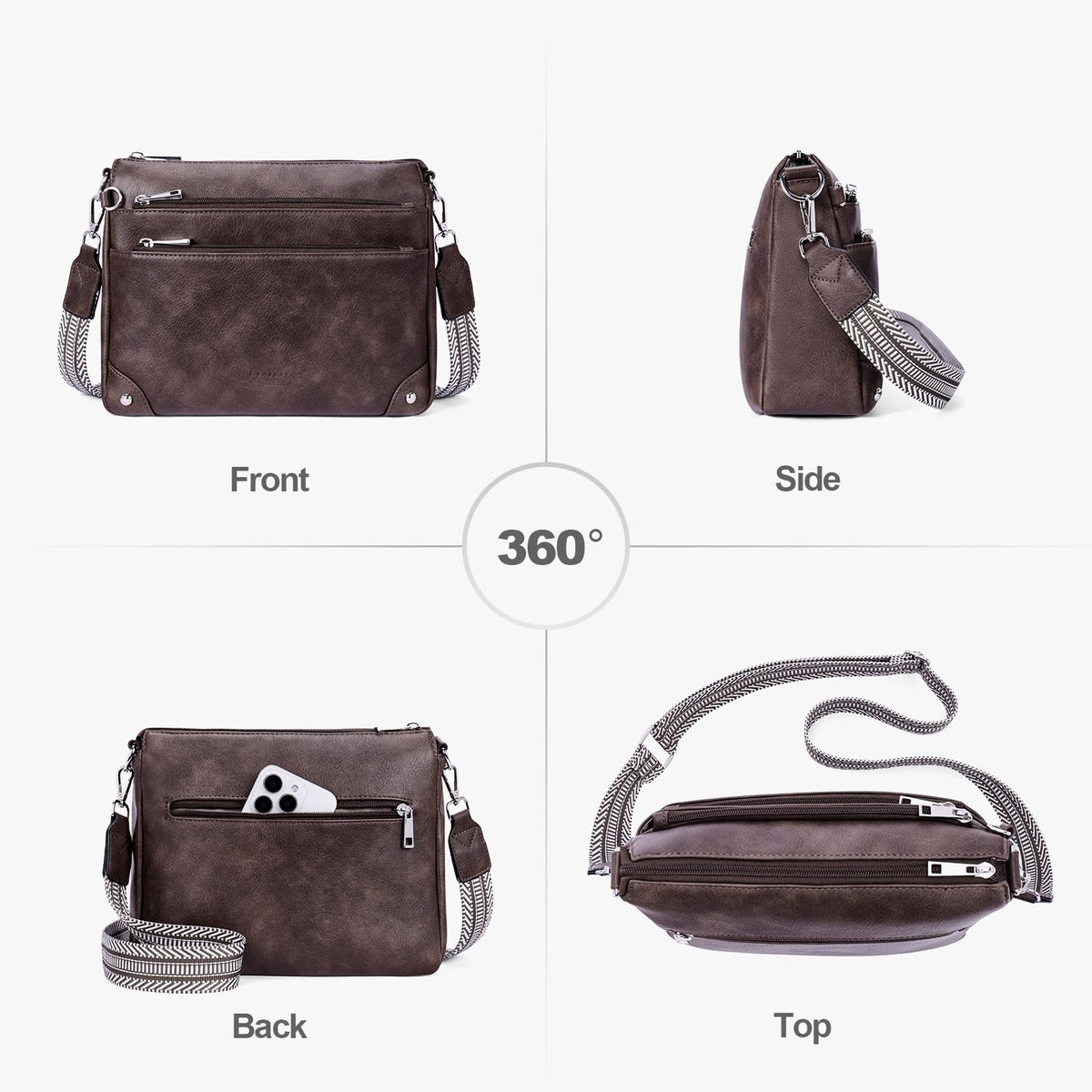 RFID Leather Travel Crossbody Bag