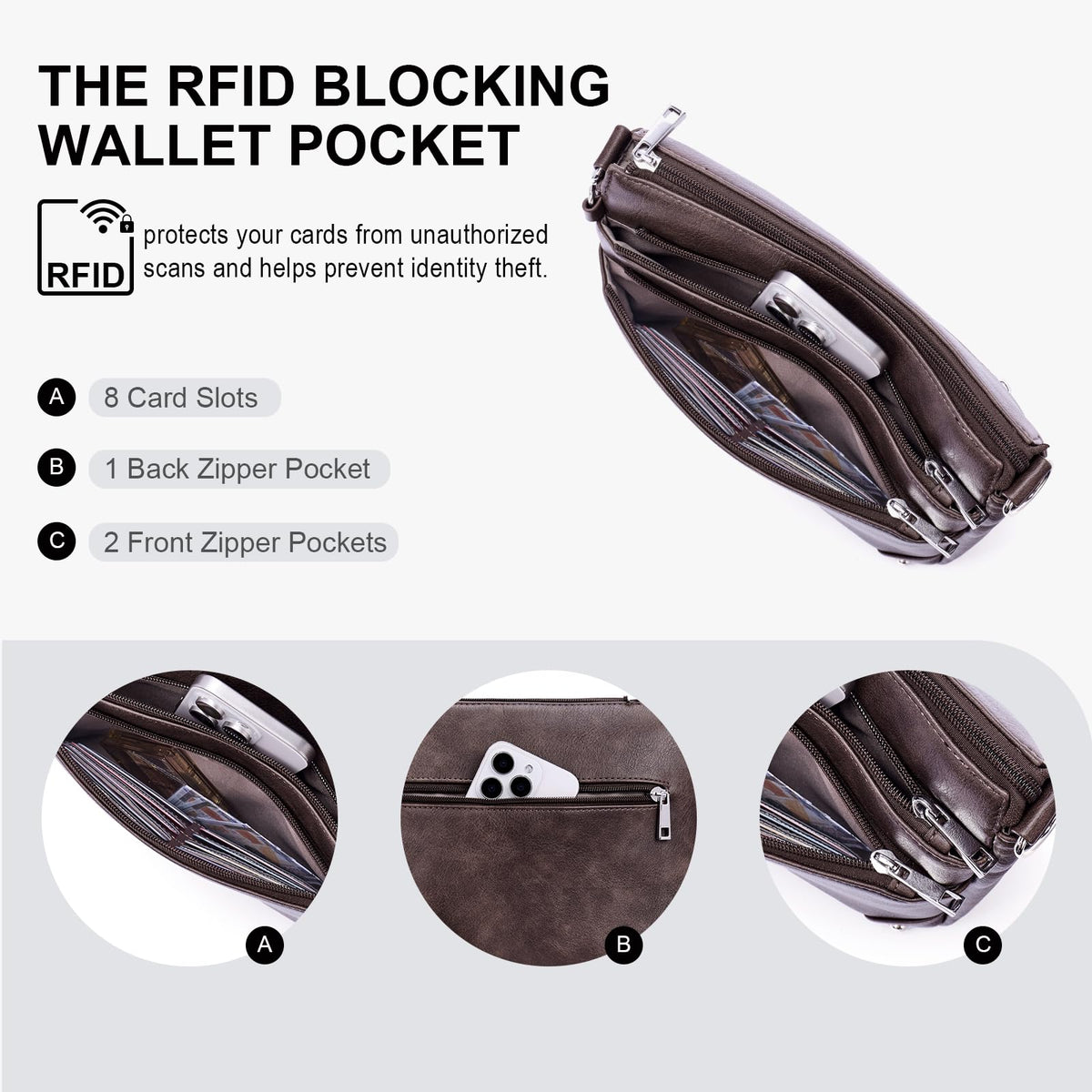 RFID Leather Travel Crossbody Bag