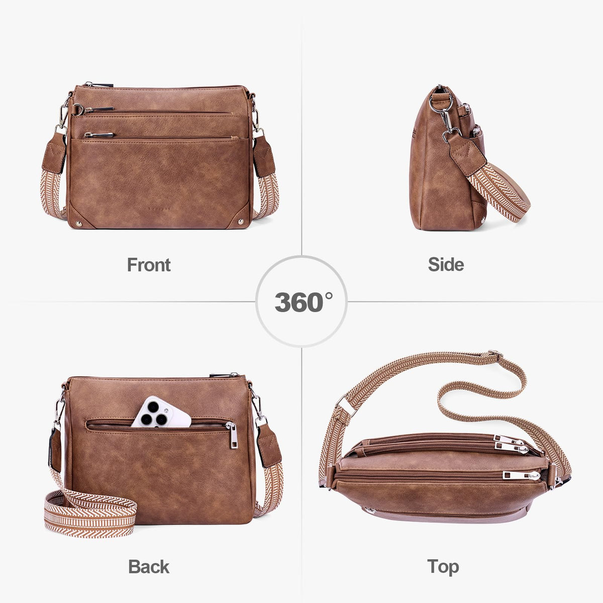 RFID Leather Travel Crossbody Bag