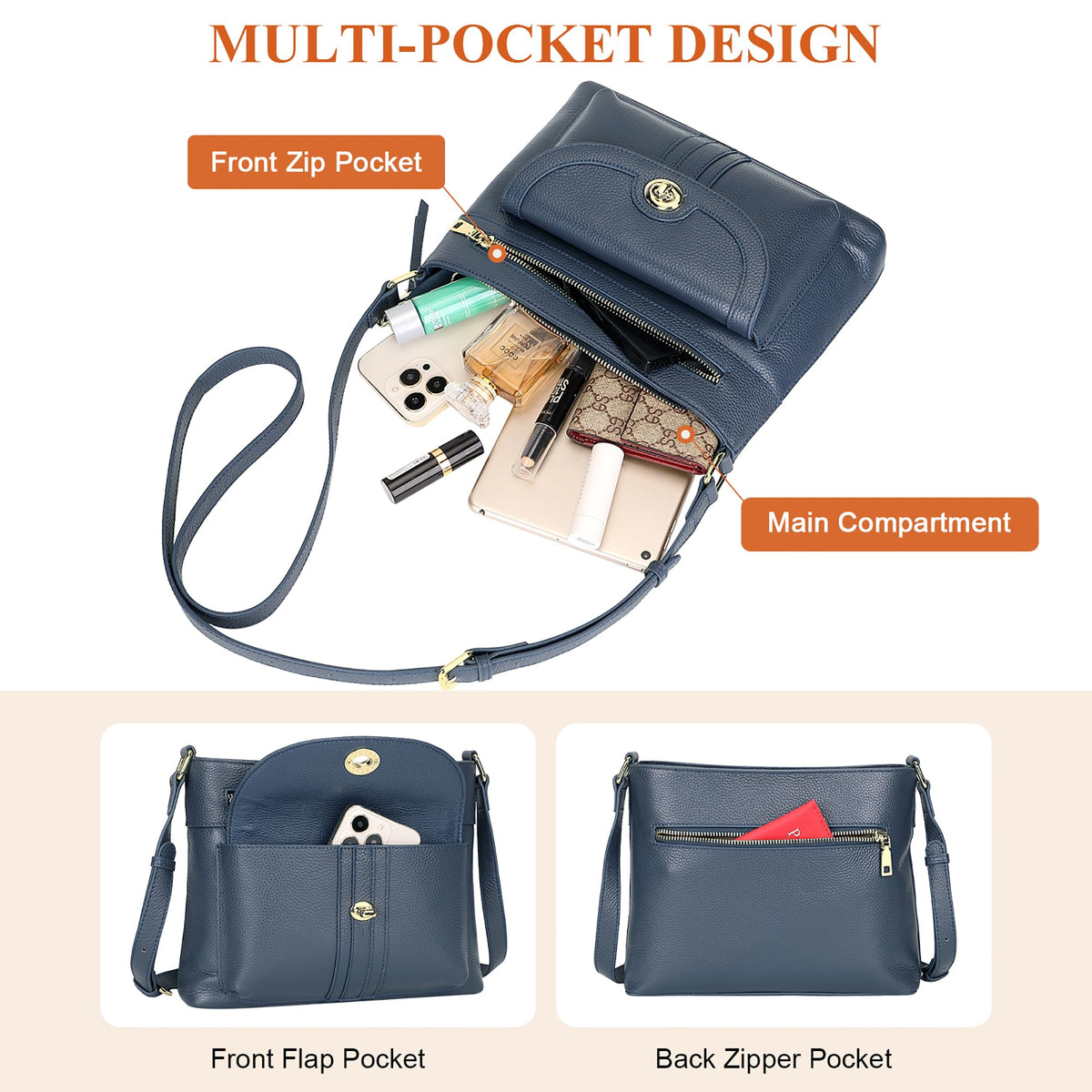 Over Earth Genuine Leather Crossbody Bag