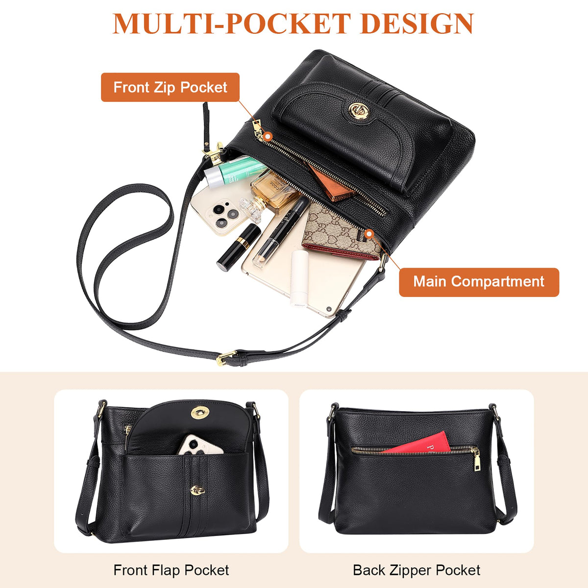 Over Earth Genuine Leather Crossbody Bag
