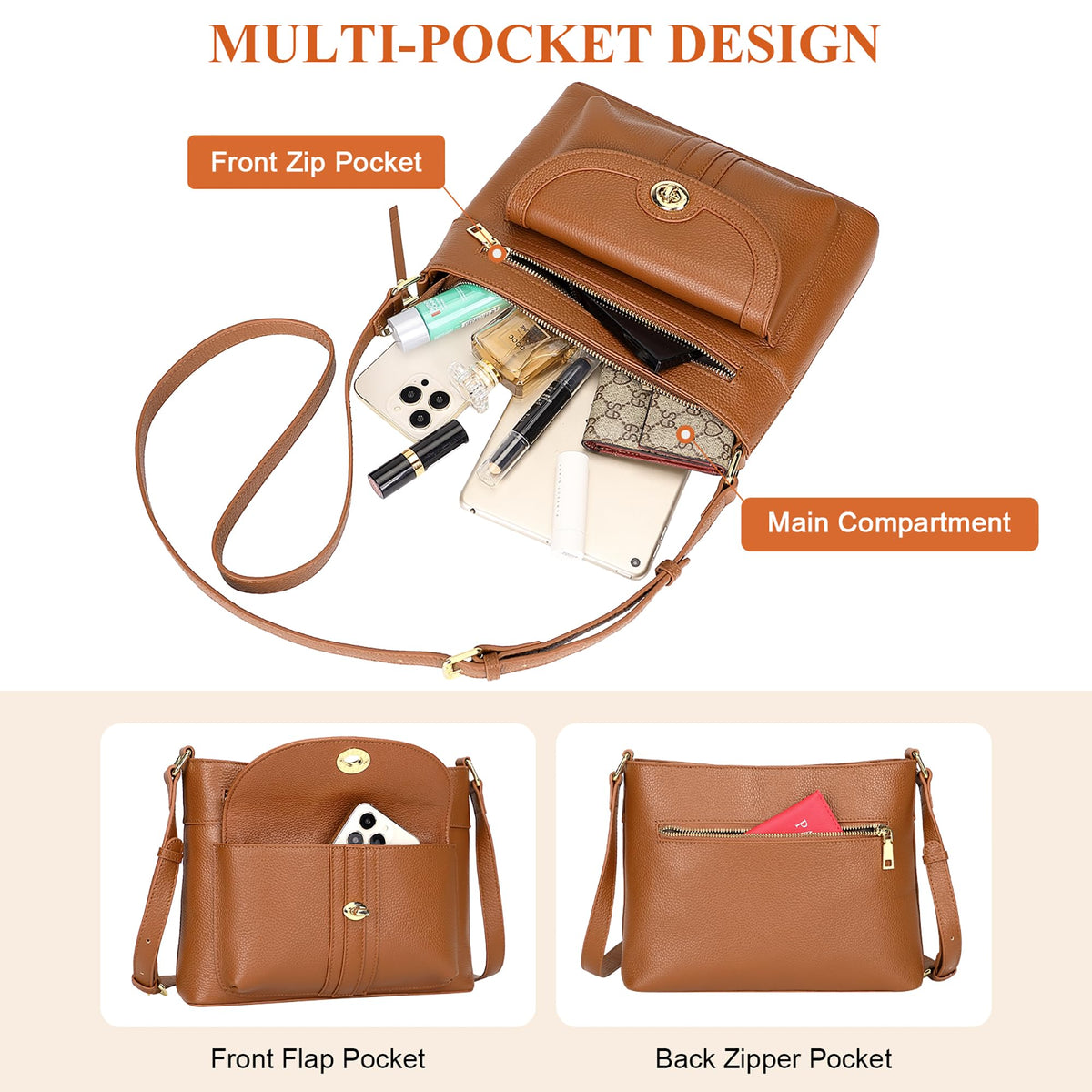 Over Earth Genuine Leather Crossbody Bag